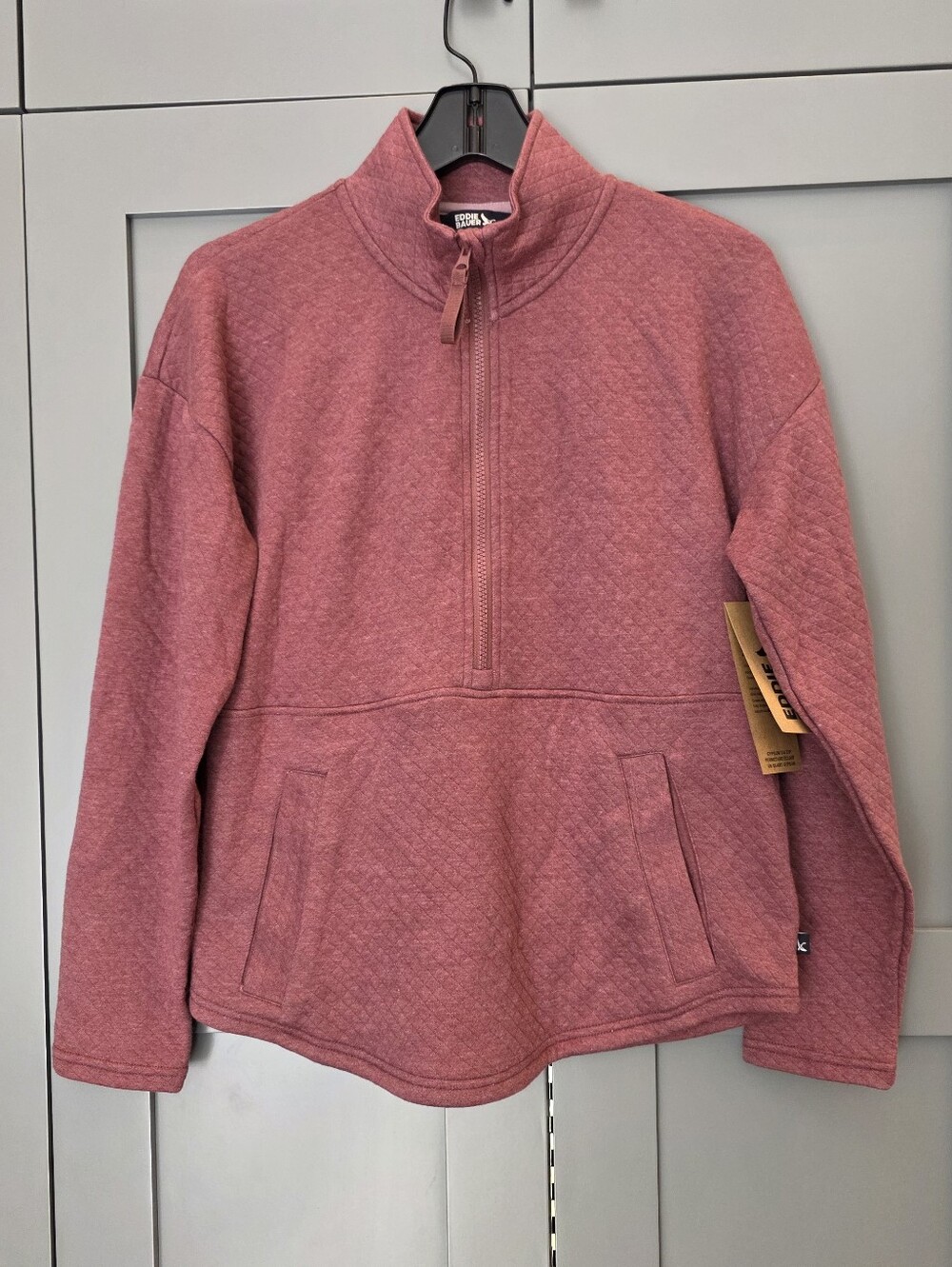 Eddie Bauer Gypsum 1/4 Zip Pullover Small NEW Crushed Berry Comfort Athleisure